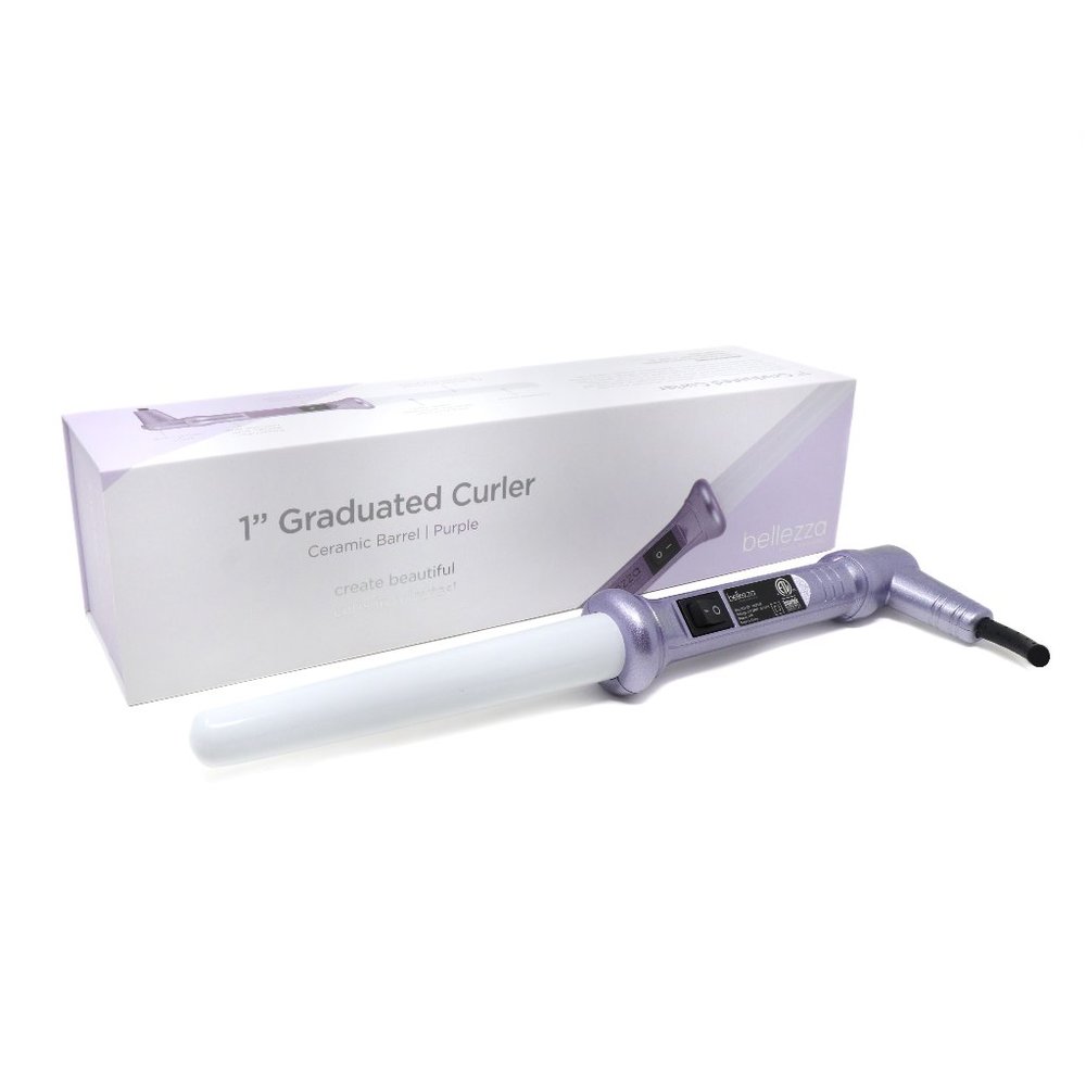 💜Bellezza 1" Graduated White Barrel Curling Wand